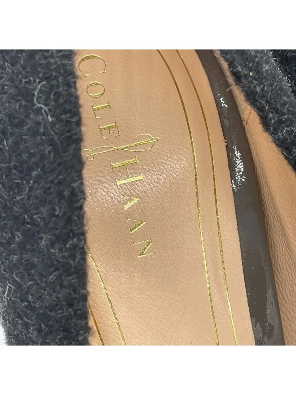 Cole Haan Double Platform Chelsea Wool Felt Pump Black Gray 6B